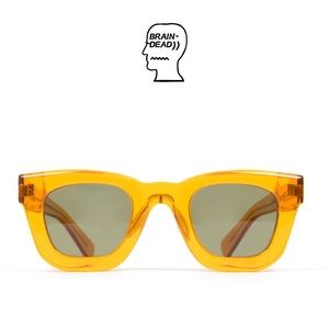 BRAIN DEAD Elia Post Modern Primitive Eye Protection Sunglasses in Orange/Green